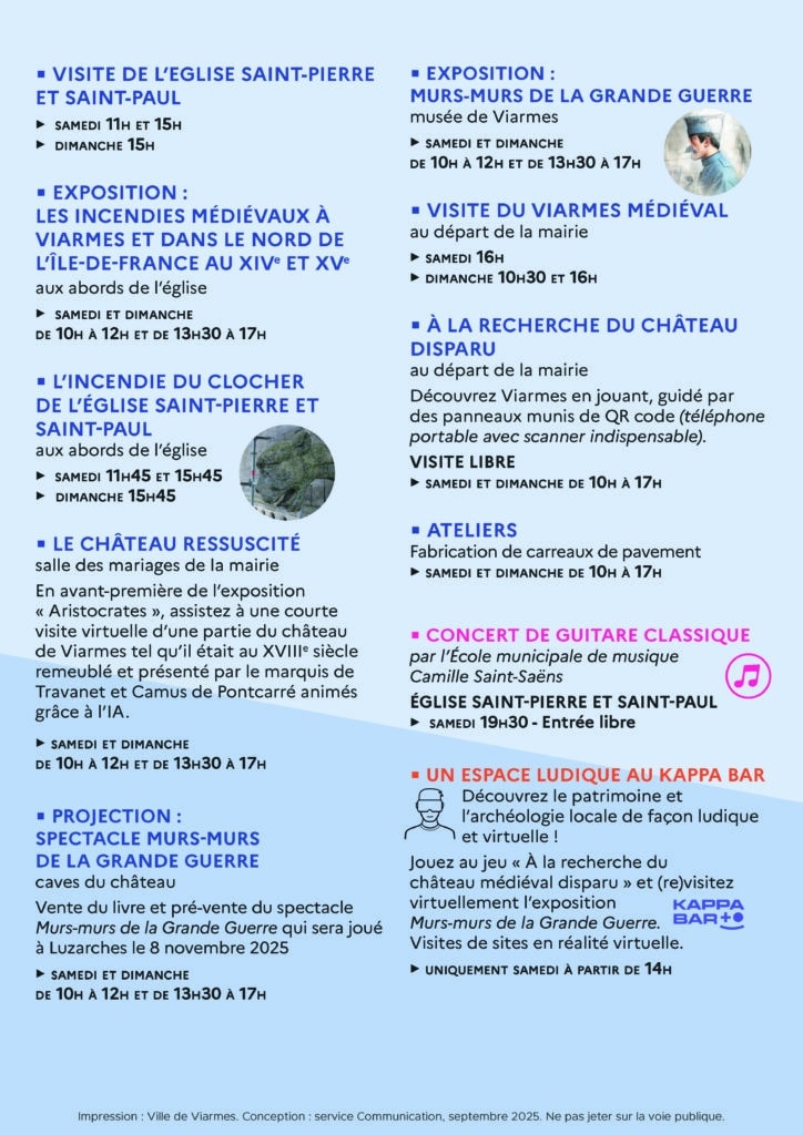 Affiche des événements et expositions à Viarmes.